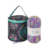 Small Empty Yarn Storage Bag Cashew Flowers Knitting Tote Bag Portable Travel Organize Storage Crochet Hook Sewing Tool