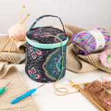 Small Empty Yarn Storage Bag Cashew Flowers Knitting Tote Bag Portable Travel Organize Storage Crochet Hook Sewing Tool