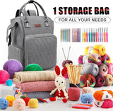 Large Crochet Storage Backpack Organizer Portable Knitting Bags and Totes Organizer Yarn Storage Backpack for Knitting