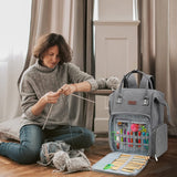 Large Crochet Storage Backpack Organizer Portable Knitting Bags and Totes Organizer Yarn Storage Backpack for Knitting